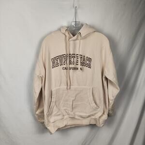 Basix Of America Hoodie Mens Large Beige Newport Beach California Sweatshirt